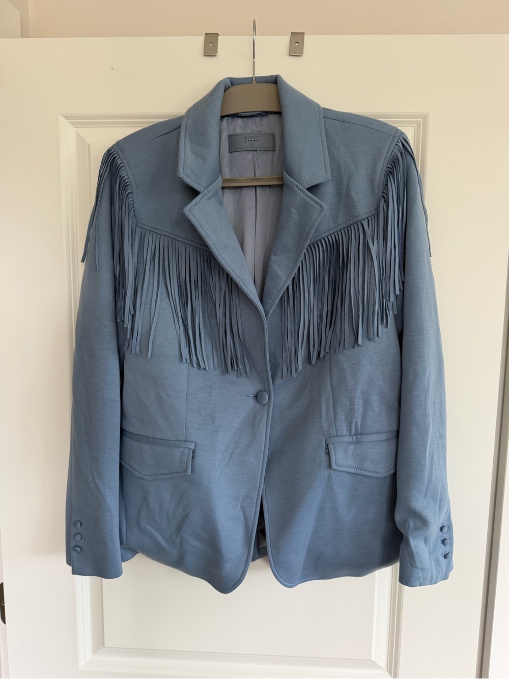 Blank NYC Powder Blue Fringe Blazer